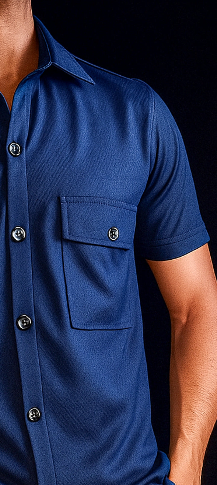 New Safari Waffle Design Tracksuit Set (Button shirt+Trouser) • Blue